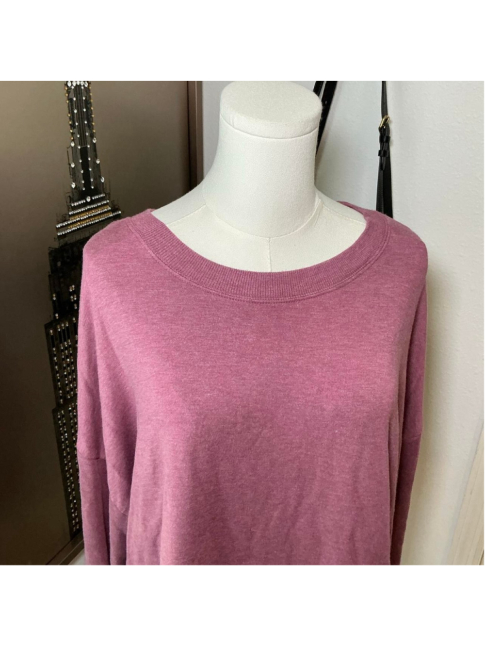 Athleta 2X Mauve Pink Oversized Drawstring Hem Long Sleeve Top - Picture 2 of 6